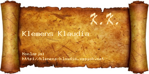 Klemens Klaudia névjegykártya